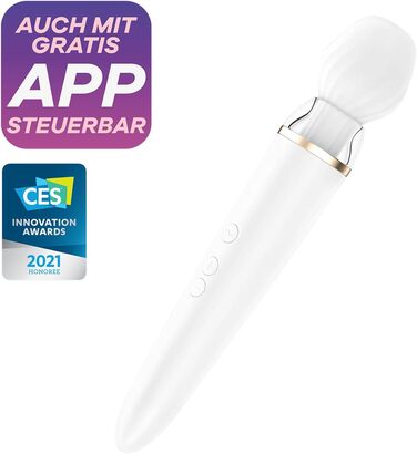 Додаток Satisfyer Double Wand-er Connect, масажер XXL, надзвичайно міцний, керування програмою, водонепроникний (IPX7), безпечний для шкіри силікон