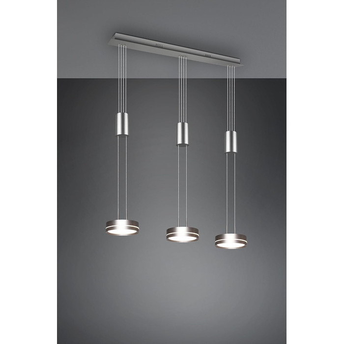 Світлодіодний торшер Trio Lights Franklin 426510208, Метал в т.ч. 35 Вт LED, Зміна кольору, Диммер (нікель-матовий, підвісний 3-полум'яний)