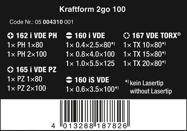 Набір викруток Wera в текстильному колчані Kraftform 2go 100, 1ук, , 05004310001 Одинарна викрутка Wera 2go 100