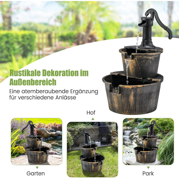 Садовий фонтан COSTWAY з насосом, декоративний фонтан, фонтан для прикраси саду для саду, патіо, газону, заднього двору, 45,5 x 41 x 68 см