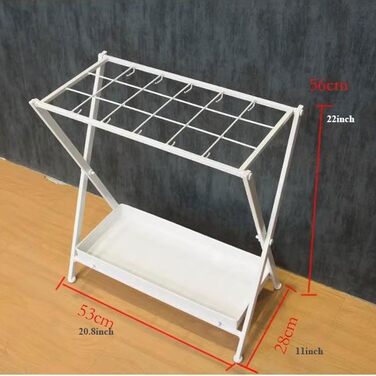 Підставка для парасольки для передпокою, складний металевий тримач для парасольки з піддоном для крапель, окремо стоячий органайзер для парасольки для передпокою, домашнього офісу, декору патіо, 18 слотів, 10 гачків, парасолька