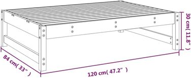 Садовий табурет LAPOOH 120x80 см Масив сосни, Балконний табурет, Садовий стілець для ніг, Садовий табурет, Садовий меблевий стілець - 825709