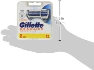 Чоловічі леза для бритви Gillette SkinGuard Sensitive з прецизійним тримером, упаковка з 8 заправних лез (упаковка може відрізнятися) Одинарний