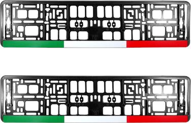 И Італійський прапор чисто чорний автомобільний номерний знак Об'ємний каркас рамки, 2 шт.