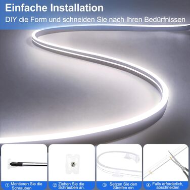 Світлодіодна стрічка CCILAND 10 м, неонова стрічка 24 В з можливістю затемнення 2700k, силіконова гнучка світлодіодна стрічка водонепроникна для домашньої кухні, внутрішньої кухні, зовнішнього декору своїми руками (теплий білий) (10 м білий)