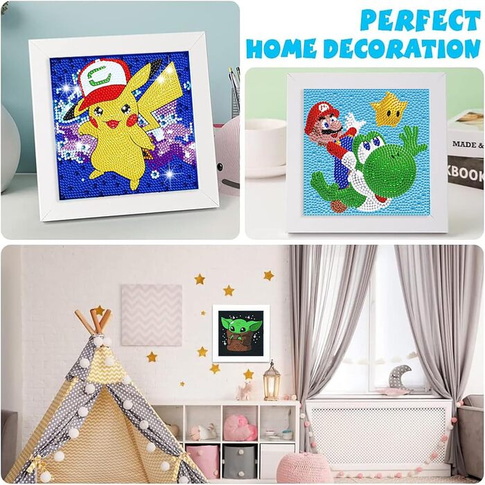 Безрамковий 15x15 Cm), 5d Diamond Painting 4 pieces Creative gifts for Girls And Boys, Craft Boy 8 Years Home Wall Decor (