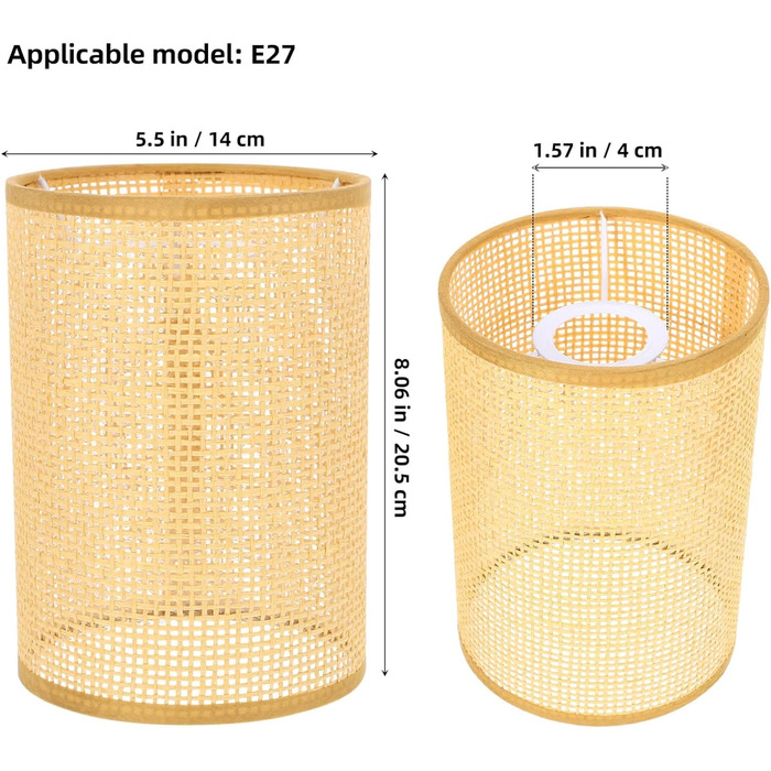 Люстра Housoutil Абажур E27/E14 Абажур з ротанга Затискач на лампочку Абажур для заміського будинку Світлові аксесуари для настільної лампи Торшер Підвісний світильник