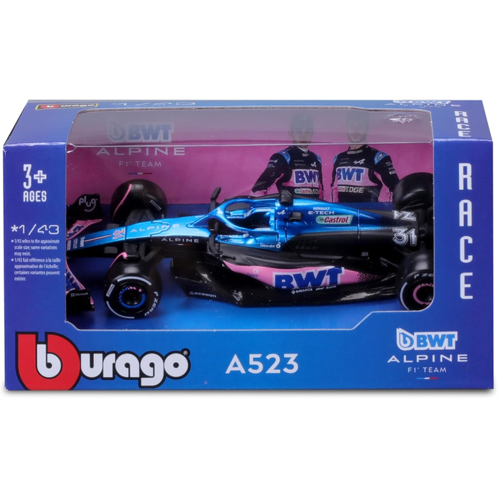 Формула 1 Alpine 2023 від П'єра Гаслі - Копія автомобіля 1/43 - Гоночна колекція - Іграшка для дітей від 3 років і старше для колекціонування - 38072O