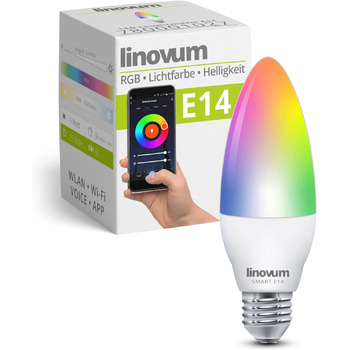 Світлодіодні лампи linovum E14 Smart RGB WLAN, сумісні з Alexa Echo, Google Home - додаток і голосове керування Затемнене світло Color CCT ()