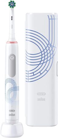 Електрична зубна щітка Oral-B PRO 3 3500, 2 щітки, з 3 режимами чищення та візуальним контролем тиску на 360 для догляду за зубами, дорожній кейс, подарунок чоловікові/жінці, чорний (Олімпія)