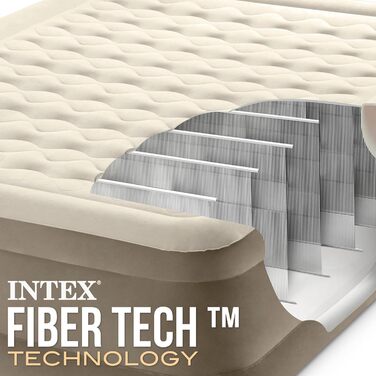 Надувне односпальне ліжко Intex Queen 230 В 203 x 152 x 46 см плюшеве на дотик