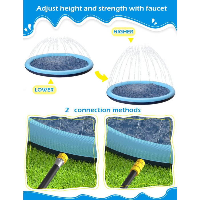 Дитячий спринклер Tosekry з протиковзкою функцією, басейн для собак 200 см, водні іграшки для дітей, дитячі ігри на свіжому повітрі, дитячий спринклер для бризок (синій-200 см)