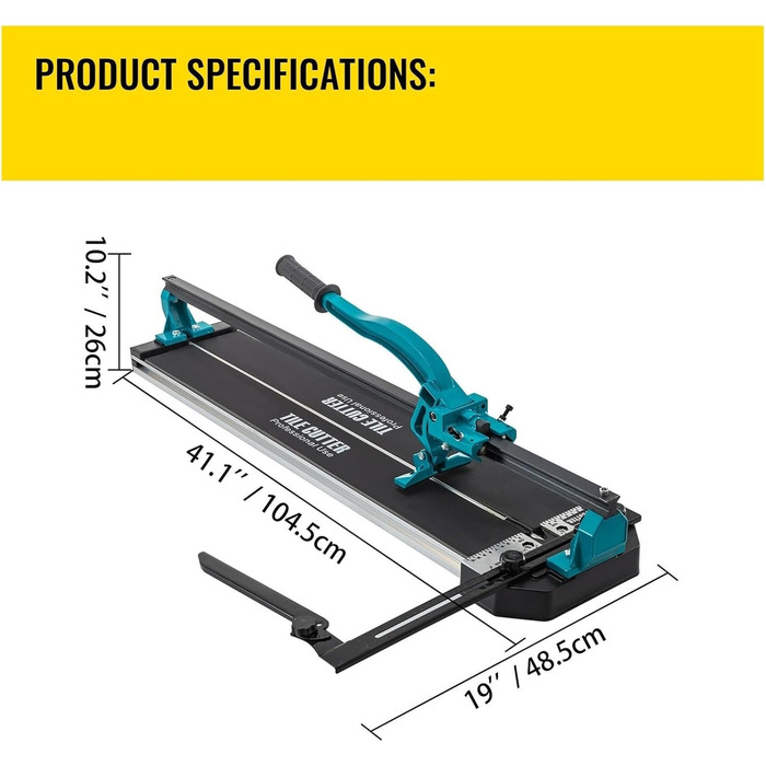 Ручний плиткоріз WLLKIY Ручний плиткоріз, лазерне позиціонування, однорейковий ручний інструмент для різання керамогранітної плитки для підлоги (31 дюйм без кронштейна)