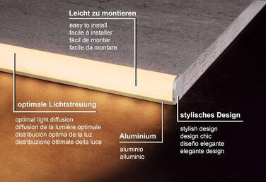 Профіль для світлодіодної плитки Fuchs Design 2 м - Алюмінієвий круглий профіль (33,7 х 12 мм) - Профільна стрічка без світлодіодної стрічки (молочно-білий) Профіль без світлодіодної плитки Профіль - без світлодіодної стрічки