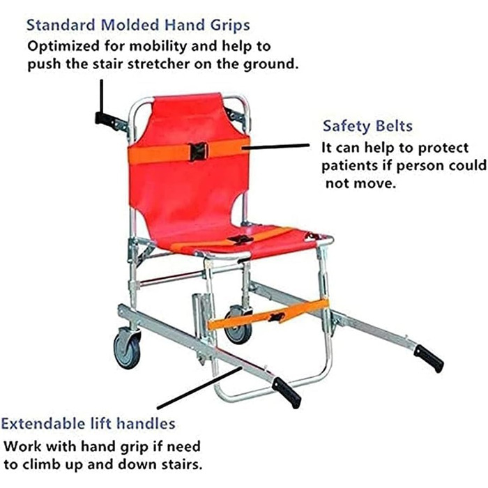 Портативний сходовий стілець Сходове крісло, розкладне зовнішнє зручне мобільне крісло для переміщення інвалідних візків Портативне складне крісло для перенесення людей похилого віку Евакуаційна сходи швидкої допомоги