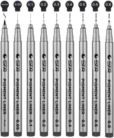 Ручки Yongbest Black Fineliner, 9 наборів ручок Fineliner, мікролайнер, ручки для малювання для ескізів, малювання, архітектура, аніме, ультратонкий лайнер, письмо, інженерія