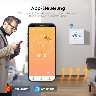 Цифровий для електричної теплої підлоги Кімнатний термостат Intelligent Heating Thermostat Compatible Alexa, Google Home, 16A TDS72WIFI-EP White