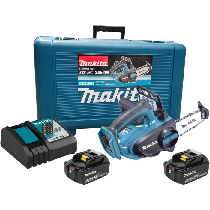 Акумуляторна ланцюгова пила Makita DUC122RTE з верхньою ручкою 18В / 5,0Ач, 2 акумулятора зарядний пристрій у кейсі