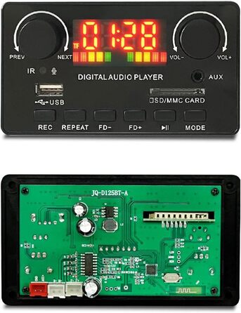 Модуль плати Fenteer Аудіомодуль V5.0, Jq-D125BT, підтримка запису в режимі вільні руки, аудіоплеєр 2x40 Вт без втрат MP3 WMA WAV Ape