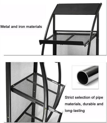 Підлоговий стелаж для журналів, стелаж для брошур на 4-х колесах, 4-шаровий стелаж для газет, для виставок, торгових центрів, легко переміщується і збирається (колір білий, розмір 48 x 38 x 135 Білий 48x38x135 см)