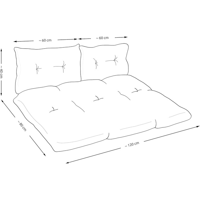 Набір подушок Amilian Pallet Cushion 120x80 см 2 шт. 40x60 см - Подушки, подушки та подушки, ідеально підходять для внутрішнього та зовнішнього використання- Подушки для підлоги, Міцна зовнішня подушка з піддонів - Monstera Grey Yellow