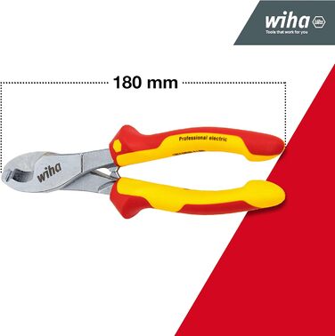 Професійні електричні кусачки Wiha з пружиною, що вмикається та вимикається I 180 мм, 7 I Перевірені VDE та GS I Плоскогубці електрика (43660)
