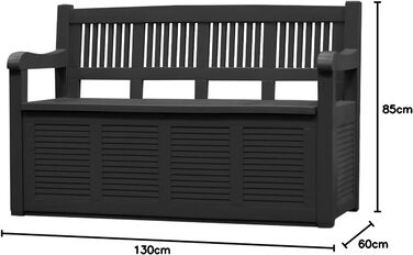 Садова лава-скриня Dynamic24 280 літрів Ш 130 x В 85 x Г 60 см Лавка для саду Садова скриня Коробка для подушок Коробка для подушок Садова коробка з зберіганням Подушка Коробка для скрині