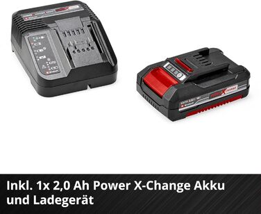 Акумуляторна повітродувка Einhell GC-CL 18 Li E Kit Power X-Change (18 В, швидкість руху 210 км/год, регулювання швидкості, м'яка рукоятка, в т.ч. акумулятор 2,0 Ач та зарядний пристрій)