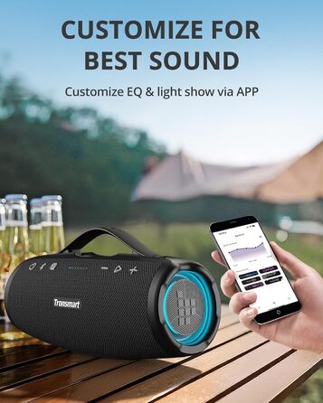 Колонка Tronsmart Mirtune S100 Bluetooth, водонепроникність IPX7, 5.3 Bluetooth, 20 годин автономної роботи Колонка для вечірок на відкритому повітрі, підходить для пляжу, надворі та інших сцен чорна