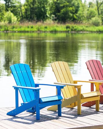 Сучасне садове крісло Muskoka в синьому кольорі з широкими підлокітниками Adirondack