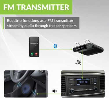 Автомобільний комплект гучного зв'язку Bluetooth для автомобіля та бездротового FM-передавача Автомобільний комплект 2-в-1 з динаміками гучного зв'язку потужністю 6 Вт, вбудованим мікрофоном і багатоточковим підключенням