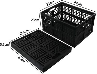 Набір з 3 складних коробок складний, чорний, Кошик для зберігання з пластиком