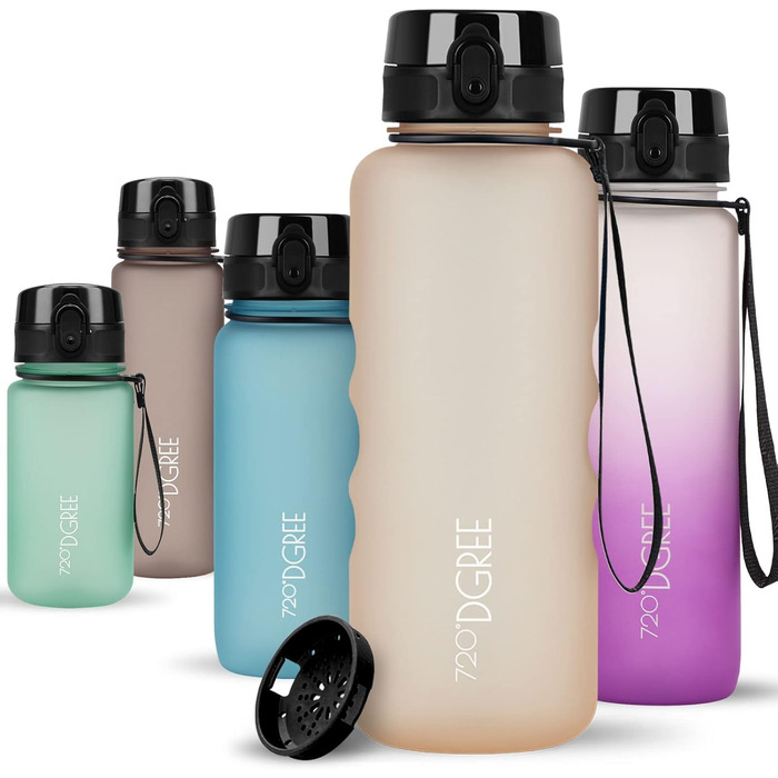 Пляшка для води 720DGREE 1л Sport 'uberBottle softTouch Ситечко - Без BPA - Пляшка для води для універі, роботи, фітнесу, велосипеда, на відкритому повітрі, роботи - спортивна пляшка з тритану - легка, ударостійка, багаторазова (1500 мл, світло-персик - п