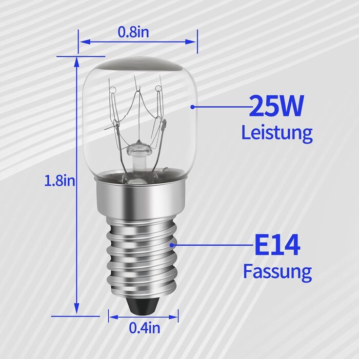 Лампа для духовки YIIFELL E14 25W T22 лампочки для духовки жароміцність до 300 градусів для духовок, печей-гриль, соляних ламп, мікрохвильових печей - лампочка для духовки, 75 люмен & 2700K - лампа для духовки