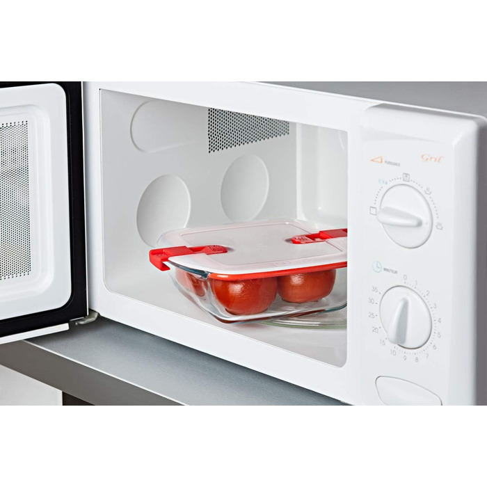 Скляні банки для зберігання їжі Pyrex 1451131 and Cook & Heat, квадратні, 1 л, з герметичною кришкою, можна використовувати в мікрохвильовій печі, 3 шт. и, прозорі 28,4 x 21 x 24,8 см Унікальні