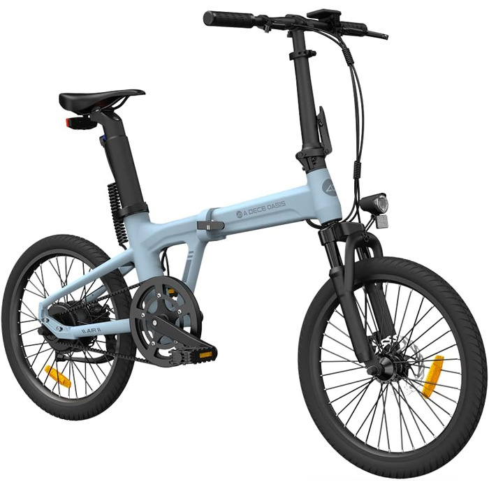 Надлегкий алюмінієвий корпус Dece Oasis Air 20S ebike, ремінний привід, ADO Smart APP, ТРИ швидкісні режими роблять міські поїздки більш комфортними та зручними (амортизаційна версія) Синій