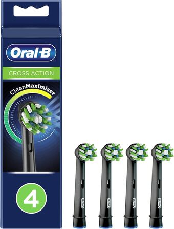 Насадки для щітки Oral-B CrossAction, 4 шт., оригінальні картриджі для чищення, з технологією CleanMaximiser, Black Black 4 шт. (1 упаковка)