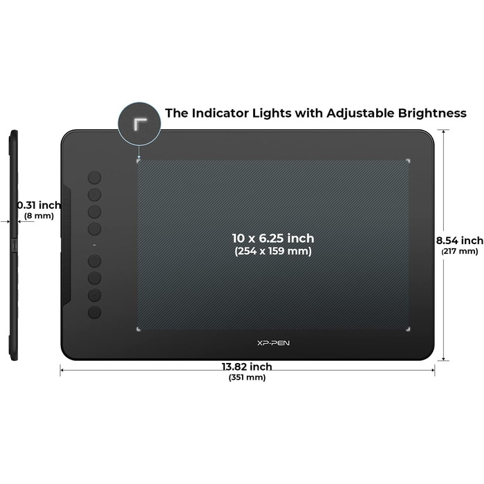 Графічний планшет XP-PEN DECO01V2, малювання, 10 x 6 дюймів, пасивний стилус, 8192 кроки, нахил і 8 ярликів, сумісний з Windows/Mac OS/ChromeBook/Android Deco01 V2