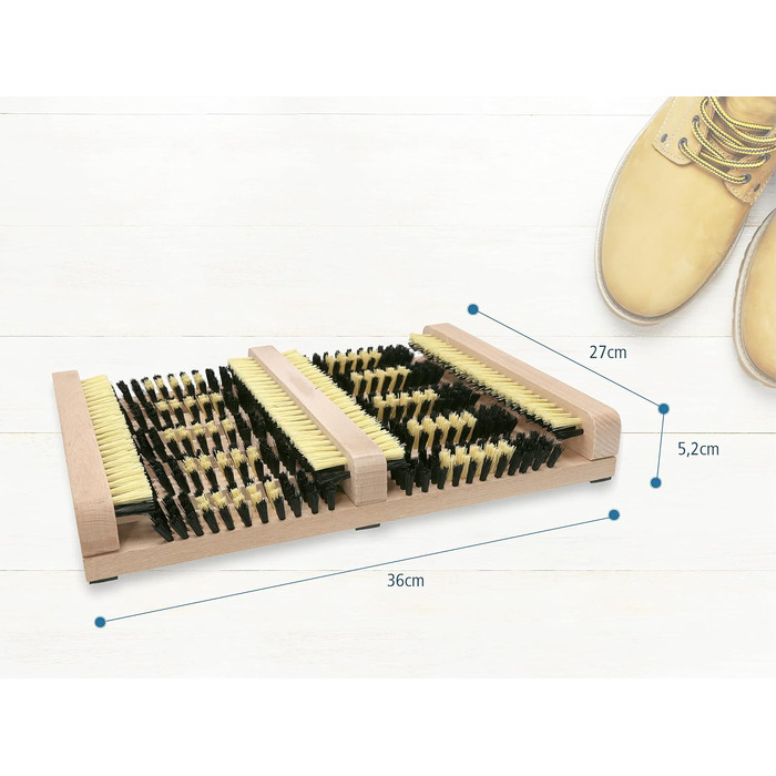 Килимок для зняття взуття 36x27x5,5см Дерево для зовнішнього оздоблення з бічними планками для ідеального чищення вашого взуття