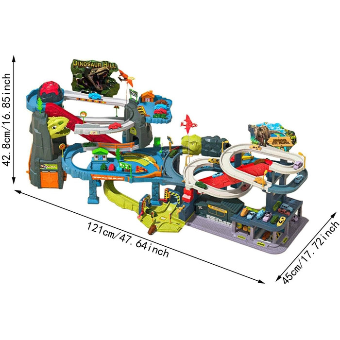 Динозавр гоночний автотрек іграшка, гнучкі залізничні колії, навчальна іграшка, іграшка Монтессорі, іграшкові транспортні засоби, іграшковий набір для, вулкан
