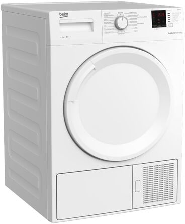 Сушильна машина з тепловим насосом Beko DS7512PA на 7 к з комбінованим механізмом фільтра, електронним вимірювання вологості 15 програм білий