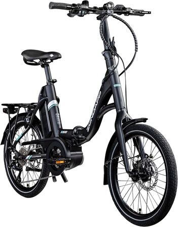 Дюймовий складаний велосипед для чоловіків та жінок 150-190 см Bosch Ebike середній двигун з 9-швидкісною втулкою Електричний велосипед 400 Вт батарея складаний велосипед 45 см чорний/бірюзовий, 100 E Bike 20-