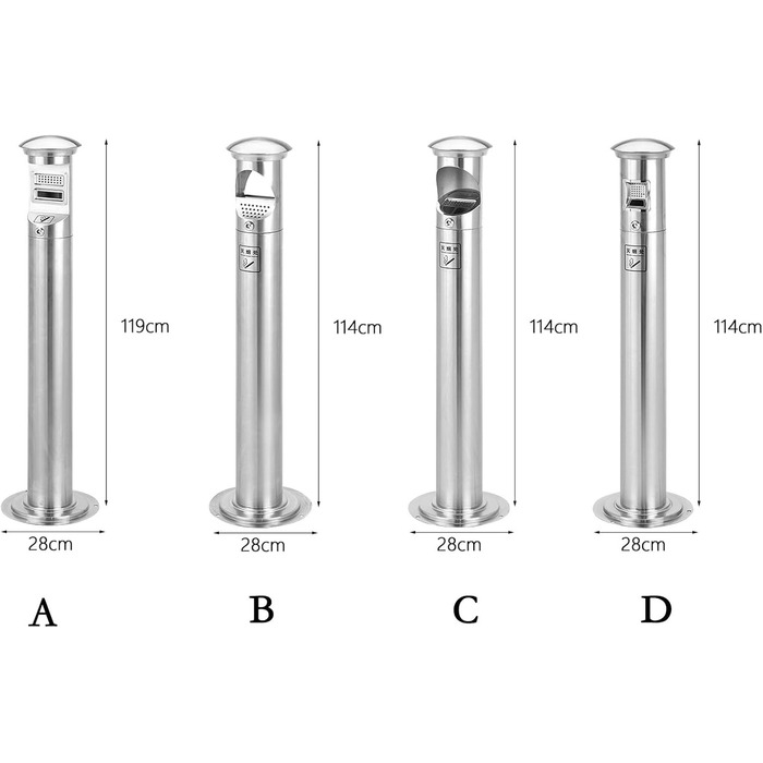 Попільничка стояча Попільничка з нержавіючої сталі Попільничка Вертикальна колонка димовидалення Колонка для курців Смітник для сміття Попільничка Контейнер для сміття C Один розмір