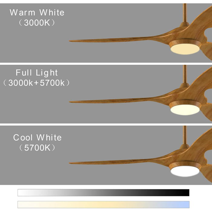 Стельовий вентилятор reiga з підсвічуванням і пультом дистанційного керування 132 см, стельовий вентилятор з 3 горіхово-коричневими листям, таймер, літо-зимова робота, розумний стельовий вентилятор Alexa для спальні та вітальні (колір дерева)
