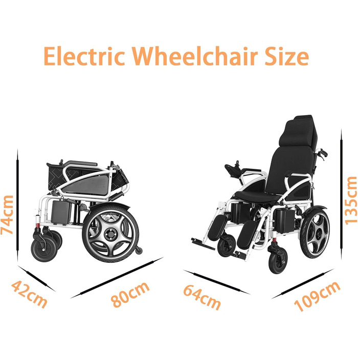 Регульований на 180 електричний інвалідний візок, електричні ходунки з подвійним двигуном і електромагнітним гальмом, підходить для людей похилого віку та дорослих