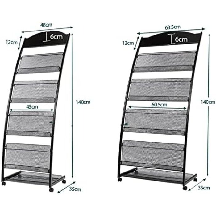 Сучасна підставка для журналів, підставка для газет, інформаційний стенд, односторінковий стенд для презентації брошур, підставка для газет, підставка для журналів, підлоговий стелаж для зберігання книг, підставка для журналів (6 63,5 см)