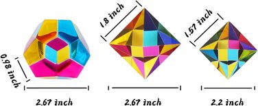 Ортооктаедр ZhuoChiMall в кольорі CMY, 46 мм (1,8 дюйма) правильна призма октаедра для прикраси будинку або офісу, настільна іграшка STEM/STEAM, наповнювач великоднього кошика для дітей