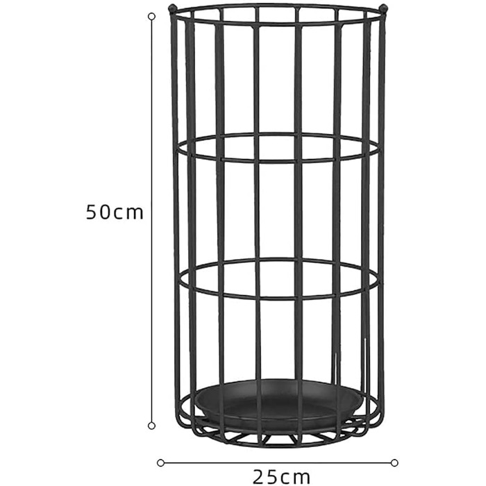 Кошик для зберігання залізного тримача парасольки QGENMINERA, сучасна підставка для парасольки, стійка для крапель і тримач для парасольок з 2 гачками для довгих і коротких парасольок, тримач для офісу/дому/палиці для ходьби чорний 25*50см