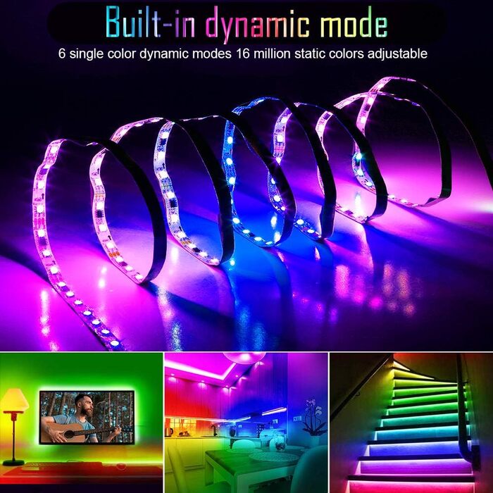 М світлодіодна стрічка RGB WIFI 600LED (30 світлодіодів/м) 12 В 10 А Світлові стрічки WiFi зі зміною кольору Світлодіодні стрічки з можливістю затемнення для прикраси бару на день народження Сумісний з Alexa Google Home, 20