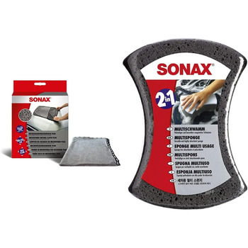 Серветка для сушіння з мікрофібри SONAX Plus (ука) великого формату, 04512000 White & MultiSponge (ука) особливо абсорбуюча універсальна для чищення автомобіля Номер АР 04280000